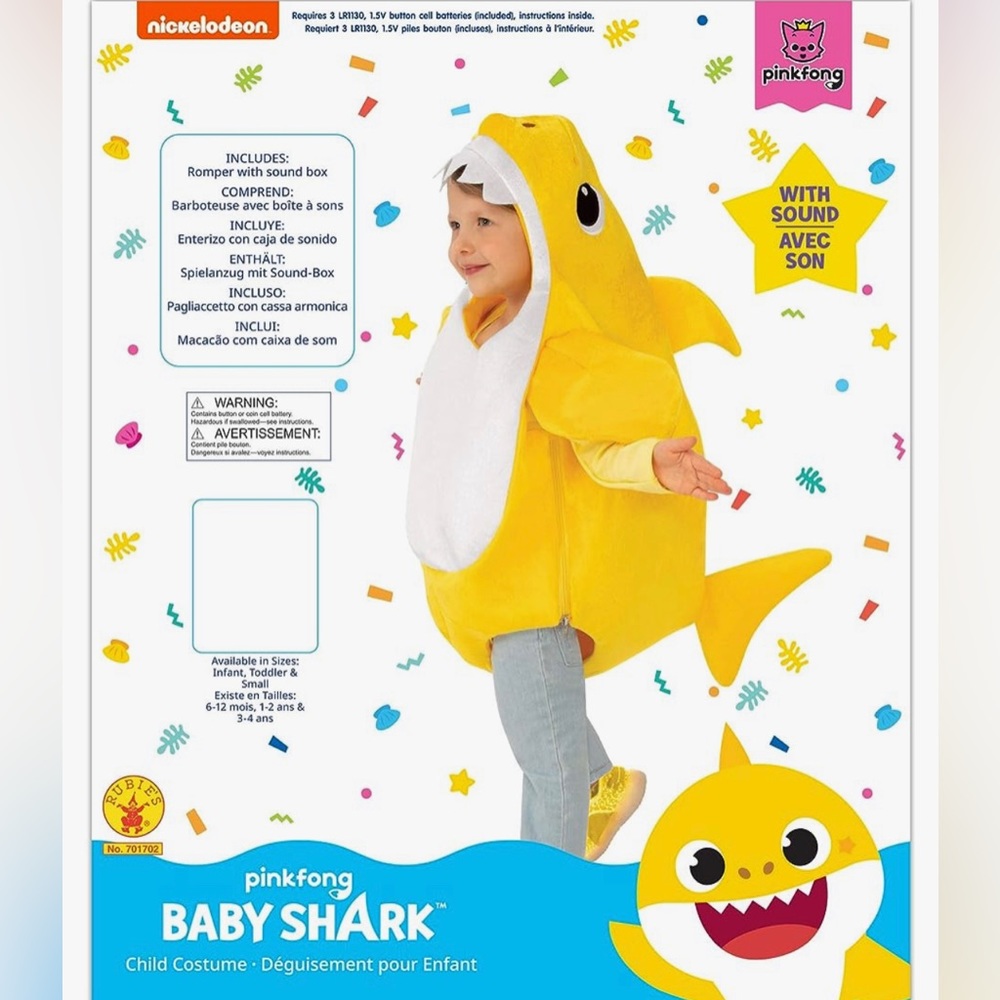 Kid’s Baby Shark Costume with Sound Chip